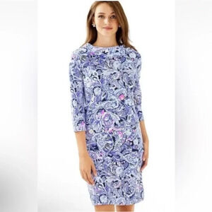 Lilly Pulitzer Namastay In The Jungle SARALYN‎ KNIT DRESS Iris Blue